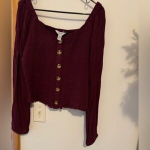 Arizona Jean Company Burgundy Button-Down Top
